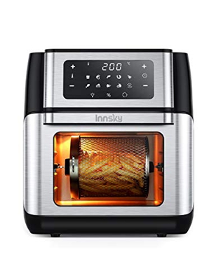 Innsky Friggitrice ad aria 10L, Forno ad aria calda 10 in 1 con Touch Screen a LED digitale, Friggere Senza Olio da 1500W, Griglia, 6 accessori e rice