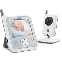 GHB Baby Monitor Videocamera Schermo LCD da 3,2 Pollici 1150mAh Batteria Citofono Bidirezionale Fuzione VOX Luce Nottura 8 Ninna Nanne per Bambini e A precio
