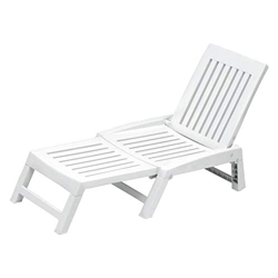 Mediawave Store - Lettino ORFEO Sdraio in Resina 177x61x85cm Arredamento Giardino Bianco, Piscina, Casa, Resistente all'Acqua en oferta