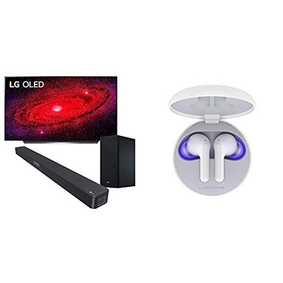 LG OLED TV OLED65CX6LA.APID, Smart TV 4K Ultra HD 65”, Dolby Atmos/Dolby Vision IQ con Soundbar Bluetooth SL5Y 400W 2.1 Canali e Cuffie Bluetooth Wire