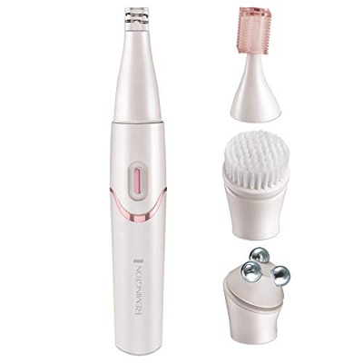 Remington EP7070 Kit Epilatore Femminile, Spazzola per Pulizia del Viso, Adatto a Sopracciglia, Mento,Fronte, 1xAA Inclusa, Labbro, Bianco/Rosa