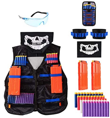 Locisne Kit Giacca Gilet tattico Mimetico per Bambini Giungla Pistola Giocattolo Nerf Serie N-Strike Elite (w/40 Freccette in Schiuma+Occhiali+Mascher