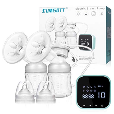 Tiralatte Elettrico, SUMGOTT Ricaricabile tiralatte doppio con 8 modalità e 10 livelli touchscreen LED senza BPA