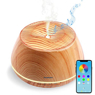 YOUNGDO 400ml Diffusore di Oli Essenziali con V4.2 Altoparlante Stereo Bluetooth, Aroma ad Ultrasuoni con Bluetooth e App, Design Olimpo Umidificatore
