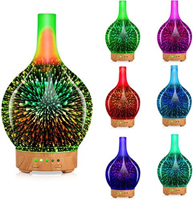 Diffusore Olio Essenziale Per Aromaterapia, Diffusore di Aromi a Ultrasuoni , Umidificatore Silenzioso con Impostazione de Tempo e 7 Colori a LED Cang