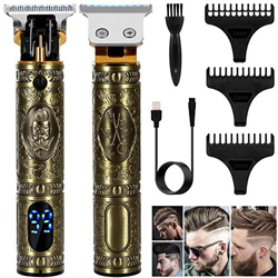 InThoor Tagliacapelli Uomo Professionale, Taglio di Capelli Elettrico Trimmer USB Ricaricabile, T-Blade Tagliacapelli con Schermo LED (D'oro) en oferta