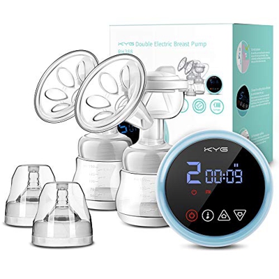 KYG Tiralatte Elettrico Doppio Automatico Portatile con Touchscreen Sensibile Modalità Multiple e Livelli di Aspirazione con Sacchi per la Conservazio