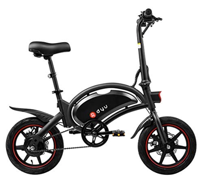 Dyu D3F - Bicicletta elettrica pieghevole, ruote da 14", 25 km/h, 20 km di chilometraggio, bicicletta elettrica con pedali, 36 V 6 Ah