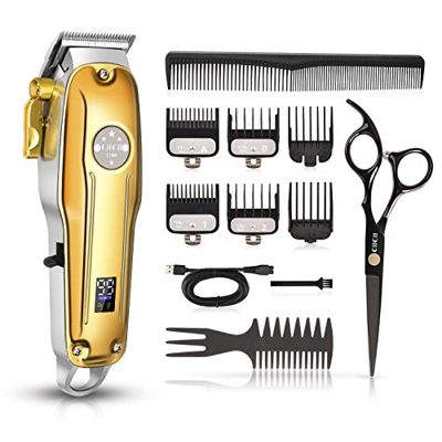 Tagliacapelli Uomo Professionale, CIICII Tagliacapelli Regolabarba Uomo (Regolabile/ 12Pcs/ Senza Fili/Batteria Ricaricabile/USB/Display LCD) per Tagl