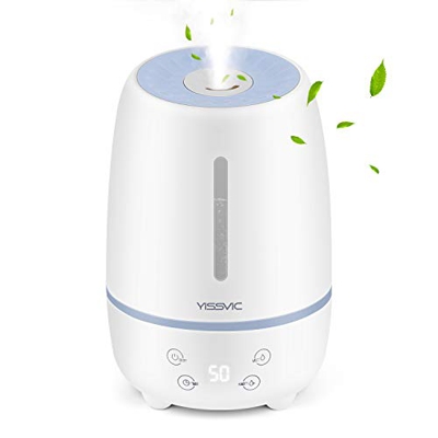 Yissvic Umidificatore Ambiente Ultrasuoni 4.8L, 3 Velocità Capacità Vaporizzazione e Umidità Regolabili, Display LED, Funzione Timer/Modalità Umidità