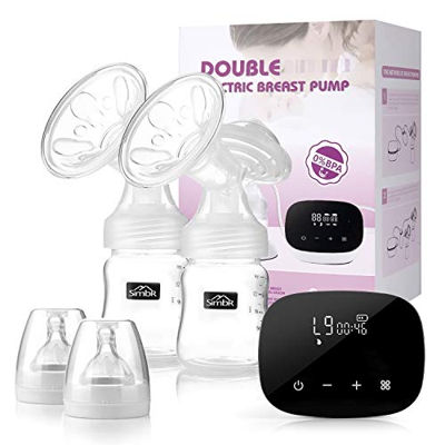 SIMBR Tiralatte Elettrico con Funzione di Massaggio e Memoria,4 Modalità,16 Livelli di Aspirazione,Touchscreen,Ricaricabile,Senza BPA,Perfetta per L'a