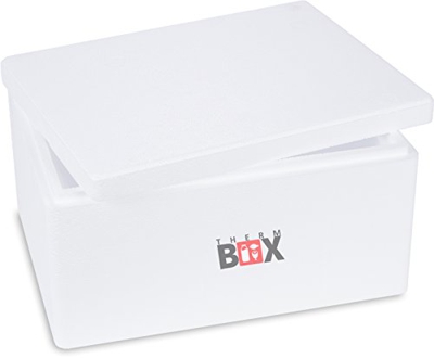 THERM BOX Scatola di polistirolo Thermobox per alimenti e bevande - Scaldabagno e refrigeratore in polistirolo (40x30x21cm - 12,24L volume) Riutilizza