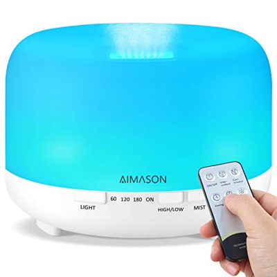 Diffusore di Oli Essenziali, AIMASON 500ml Diffusore di Aromicon modalità regolabile, senza BPA, timer e spegnimento automatico , Diffusore Ambiente L