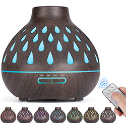 Diffusore di oli essenziali (500 ml), umidificatore ad ultrasuoni, diffusori per aromaterapia con luci a led e spegnimento automatico senz'acqua, per  precio