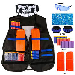 Gafild Gilet Tattico per Bambini Kit, Giubbotto Tattico per Nerf N-Strike Elite con 30 Freccette di Schiuma, 2Pcs 12-Dart Clips, 2 Cinturini da Polso, precio