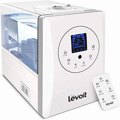 Levoit Umidificatore Ambiente Casa 6L, Umidificatore Ultrasuoni Bambini, Nebbia Calda Fredda con Scatola Aroma, Impostazione Umidità, 3 Velocità&12 Or