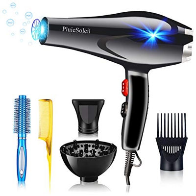 PluieSoleil Asciugacapelli Professionale e Sicuro 3000W con Diffusore, Phon Professionale per Capelli 2 Velocità e 3 Temperature per un'Asciugatura Ra
