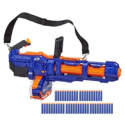 Nerf Titan CS-50 giocattolo Blaster – completamente motorizzato, 50 ufficiali Elite – Freccette da pesca – per bambini, adolescenti, adulti, 0