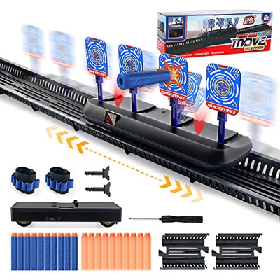 HOPOCO Bersaglio Elettrico Mobile per Nerf Guns, Auto-Reset Intelligent Scoring Target, con 20 Dardi Proiettili e 2 Polsino per Pistole Nerf Serie N-S
