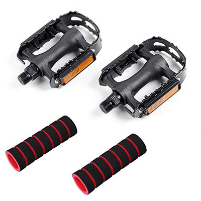 Link-Hi Pedali Bici, 2 Pacco Pedali in Lega di Alluminio Mountain Bike Pedali con Anti-Skid Chiodo per BMX/MTB Bike/City Bike (con 2 Pacco Impugnatura
