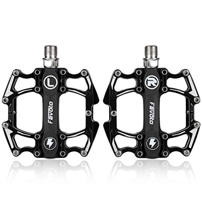 Favoto Pedali per Bici, Pedali Flat MTB, Pedali per Bicicletta Antiscivolo in Lega di Alluminio, Leggeri e Universali per Bici da 9/16" MTB, Bici da S