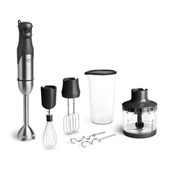 Set Frullatore a immersione Sam in acciaio inossidabile, Robot da cucina 3 in 1 con sbattitore elettrico, tritatutto elettrico e Misurino con coperchi precio