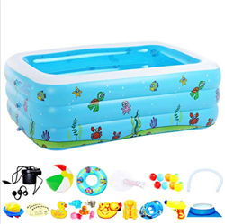 HAJKSDS Piscina Bambini Gonfiabile, Piscina Fuori Terra Piscina Giardino Piscina Adulti, Piscina Fuori Terra Rettangolare da Esterno 130 * 90 * 50Cm en oferta