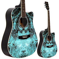 Lindo Guitars - Chitarra acustica da apprendista, serie 42C, incl. custodia imbottita, colore blu (Blue Fractal) precio
