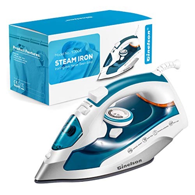 Ferro da Stiro, Ginelson Ferro da Vapore, 2400W Piastra Nanoceramica, 15s rapido scaldamento, Colpo Vapore 210 g/min, Serbatoio da 300 ml, Funzione an