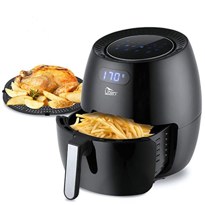 Friggitrice ad Aria 6.5L, Uten Friggitrice ad Aria Calda Senza Olio con Touch Screen LCD, 7 Funzioni Preimpostate, Con Partizione e Staffa, Cestino St
