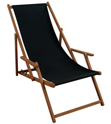 Erst-Holz Resistente Sedia a Sdraio Nera in Faggio Scuro Pieghevole per la Spiaggia-Giardino 10-305 en oferta