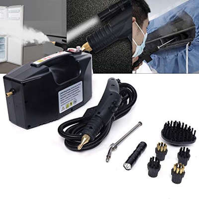 Pulitore a vapore portatile con 7 accessori, macchina elettrica per la pulizia a vapore ad alta pressione, nero, 220 V, 2600 W, per cucina, pavimento,