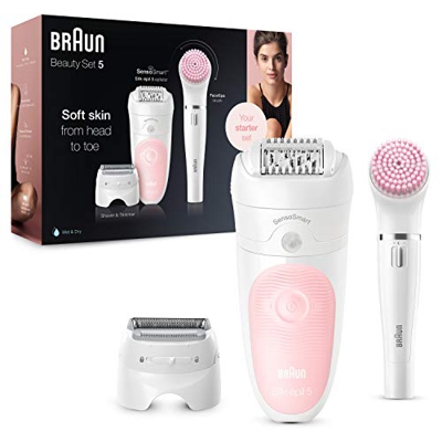 Braun Silk-épil 5 Beauty Set 5-895 Set per Le Prime Epilazioni 6-In-1 Wet&Dry senza Fili – Epilatore Donna, Rasoio, Esfoliazione e Pulizia per Viso e 