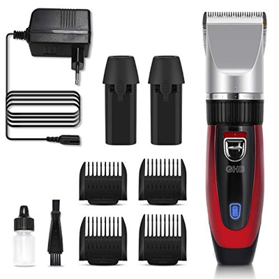 GHB Tagliacapelli Elettrico Rasoio Set Clipper Capelli, Regolabarba Trimmer Lama in Ceramica, Barba Uomo con 4 Pettine per Bambini Adulti Uomini Anzia