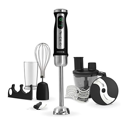 IKOHS FULLMIX Stylance - Frullatore ad Immersione, 1500 w, asta di miscelazione, plettro ghiaccio, cupola con 4 lame e paraspruzzi, rivestimento in ti