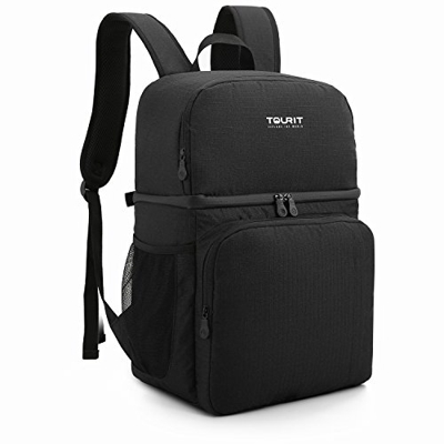 TOURIT Zaino Termico Frigo 28L Doppi Strati Borsa Termica Pranzo per Campeggio, Picnic, Tutti i Giorni (Nero)