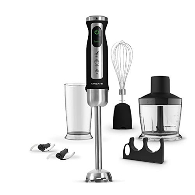 CREATE IKOHS FULLMIX PROTOOL - Frullatore ad Immersione, 1500 w, asta di miscelazione, plettro ghiaccio, cupola con 4 lame e paraspruzzi, rivestimento