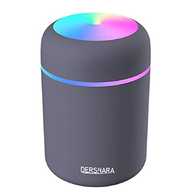 DERSHARA Umidificatore Mini - unità di umidificazione Premium con Serbatoio dell'Acqua da 300ml, Funzionamento Ultrasuoni Silenzioso, spegnimento Auto