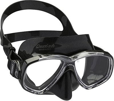 Cressi Perla, Maschera Subacquea a Vetri Separati per Pesca, Apnea, Snorkeling e Immersioni Unisex-Adult, Nero, Taglia Unica