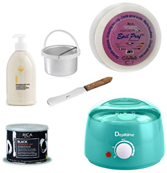 KIT DEPILAZIONE PROFESSIONALE: SCALDACERA CERETTA CERA SPATOLA STENDICERA ROTOLO STRAPPACERA OLIO DOPO CERA RICA AL MENTOLO características