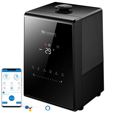 Proscenic 808C Umidificatore Ambiente Ultrasuoni 5.3L, Diffusore di Oli Essenziali APP & Alexa a Freddo/Caldo, Silenzioso a Display LED per Casa/Uffic