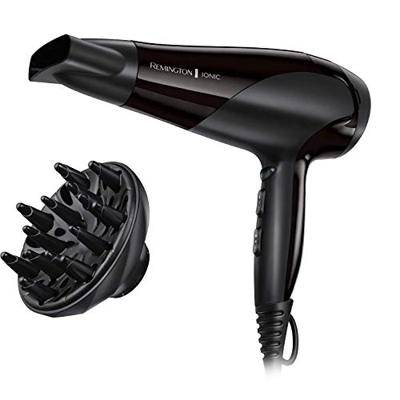 Remington Asciugacapelli Ionic Dry D3198, 2200W, Emissione di Ioni Uniforme sui Capelli, Include 2 Accessori, 3 Temperature e 2 Velocità, Colpo d'aria