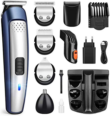 Tagliacapelli Uomo Professionale, Regolabarba e Tagliacapelli Elettrico Precisione Tagliacapell per Capell, Barba,Naso e Orecchiefunzionamento a batte