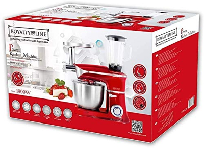 Royaltyline - Robot da cucina tritatutto, 3 in 1 impastatrice, frullatore, 6,5 litri, 1900 W