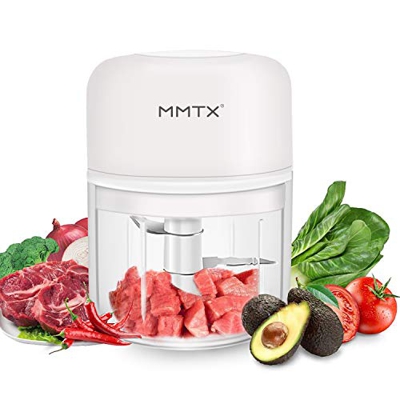MMTX Mini Tritatutto Elettrico Piccolo Robot da Cucina Mixer Mini Frullatore Portatile Multifunzionale per Carne, Verdure,Cipolle e Frutta Tritacarne 