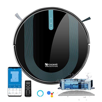 Proscenic 850T Robot Aspirapolvere Lavapavimenti, Aspirazione Potenza 3000Pa Controllo APP & Alexa, Serbatoio Acqua Elettrico 2-In-1 per Pulizia Domes