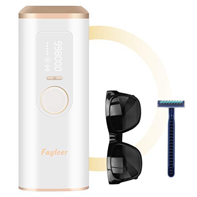 Epilatore a Luce Pulsata IPL, fayleer Sistema di Depilazione 998,000 Flash Impulsi di Luce Indolore Permanente Dispositivo di Rimozione con Schermo LC