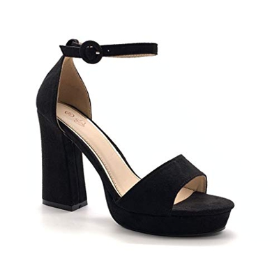 Angkorly - Scarpe Moda Decollete Sandali Tacchi Alti Zeppa Aperto Donna Semplice Basic Basic Tanga Tacco Blocco Alto 11 CM - Nero 708-23 T 39