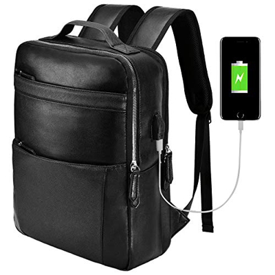 VBIGER Zaino Uomo Pelle Lavoro Zaino Porta PC 15 Pollici Zaino Casual Zainetto Donna Zaino Scuola Zaino Impermeabile Zaino da Viaggio (Nero)