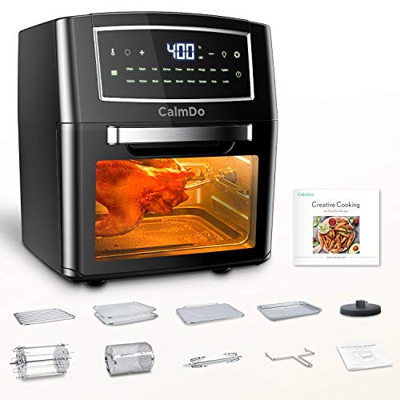 CalmDo Friggitrice ad Aria 12L, Forno ad Aria Calda 18 Programmi con Touch Screen, 1500W Friggitrice Senza Olio Air Fryer Temperatura Protezione Surri